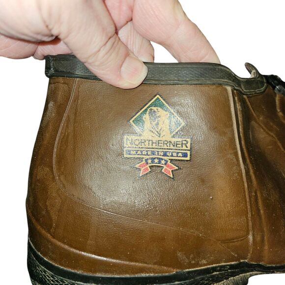 Northerner Vtg Rubber Buckle Boots Shoe Covers Made in USA Union Made Size 15 - Picture 5 of 11